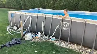 My brother swam across a ice cold pool for 20 bucks!