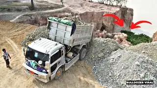 Merely beginning a new project Fantastic Dozer Filling And Spreading 5TON Dump Truck With Stone