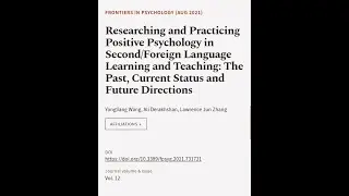 Researching and Practicing Positive Psychology in Second/Foreign Language Learning an... | RTCL.TV