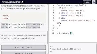 Logical order in IF ELSE statements - freeCodeCamp | Video 73 | Basic JavaScript