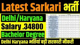 Latest Government Jobs News | आज की बाड़ी भर्ती Delhi Hariyan भर्ती