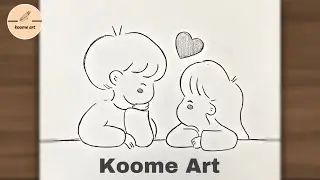 Cute pencil drawing of a boy and a girl | lovely couple drawing easy