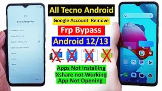 All Tecno Android 12/13 FRP Bypass  | Tecno Google Account Bypass Apps not Opening 2024