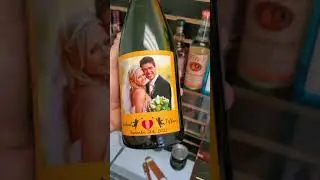 Custom Polaroid Label on Veuve Clicquot Yellow Label for a wedding