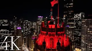 Chicago Lights Up At Night 4K