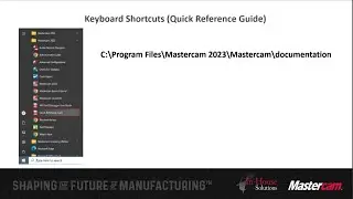 Mastercam 2023: Keyboard Shortcuts (Quick Reference Guide)