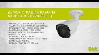 Демонстрация работы цветной IP-камеры  AK-IP2.4-BL/DV28-POE ST