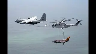 CH-53K refuels while carrying F-35C.