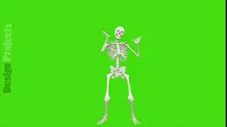 Skeleton dancing. Seamless loop animation on green screen.