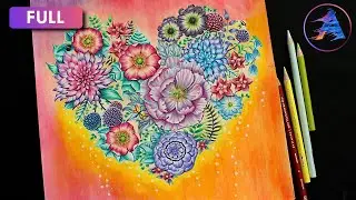 Coloring Tutorial: Heart | WORLD OF FLOWERS by Johanna Basford | Mixed media