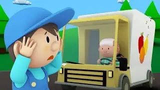 Carl's Car Wash | Carl Cleans a Fruit Truck, a Police Car and a Garbage Truck | Cartoon for kids