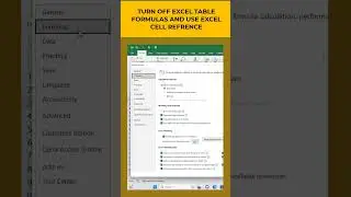 TURN OFF EXCEL TABLE FORMULAS & USE 