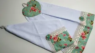 IDEIA DE KIT DE COZINHA COM BATE MÃO E PANO DE PRATO #costura #panodeprato #diy #handcraft #handmade