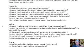 Evaluating Your Research Report or Thesis in Psychology