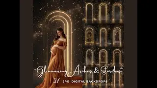 Glimmering Arches and Stardust Digital Backdrop Photography Overlay Maternity Photoshop Composite