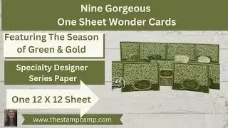 Nine Gorgeous Season of Green & Gold One Sheet Wonder Christmas Cards