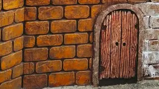 نحت اسمنتي باب خشبي