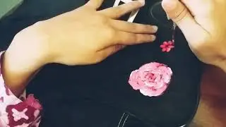 Painting in Black Hand Bag. Unique Flower design