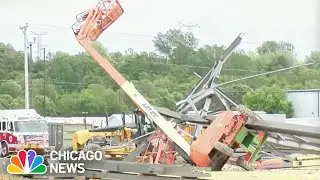 2 injured when cranes TOPPLE, structure collapses at construction site