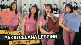 LIVE!! JUALAN ONLINE PAKAI CELANA LEGGING PINK EMPUK BANGET BAHANNYA