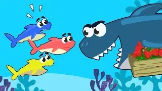 Shark Takes Away Strawberries from Baby Sharks - Baby Shark Cartoon