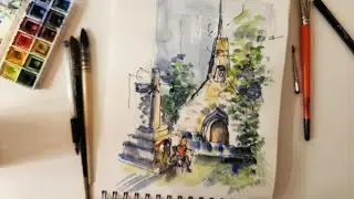 Dessin d’architecture à l’aquarelle | Ancienne chapelle en Bretagne (pas à pas)