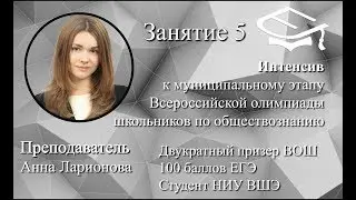 Занятие 5. Интенсив к муниципальному этапу ВОШ по обществознанию. Преподаватель: Анна Ларионова