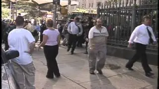 9/11 WTC Evacuation, triage for injured, falling man