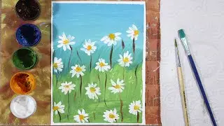 Как нарисовать РОМАШКИ гуашью для начинающих