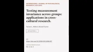 Testing measurement invariance across groups: applications in cross-cultural research. | RTCL.TV