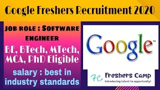 Google Freshers Recruitment 2020 | Freshers | Software Engineer | BE/ B.Tech/ M.Tech/ MCA/ Ph.D