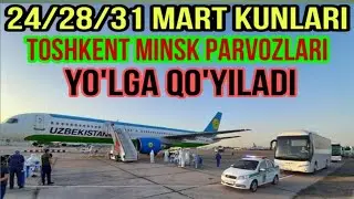 #toshkent #minsk #toshkent 24/28/va 31 mart kunlari parvozlar qo'yiladi