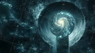 keyhole with galaxy inside cg animated motion loop abstract blue background