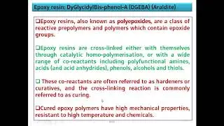 Epoxy Resin-DGEBA-Araldite : Preparation, properties and Applications