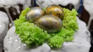 Украшение для паски, кулича, Мох, шоколадные яйца, глазурь которая не трескается👍