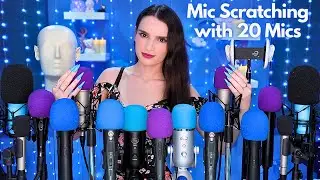 ASMR Mic Scratching 💙 20 MICS at the SAME Time! 😲 No Talking for Sleep 😴 1 HOUR - 4K
