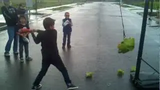 Kid mad at Pinata