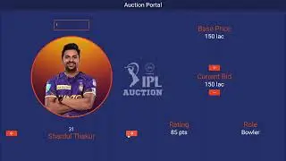 IPL Auction Portal Mockup
