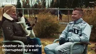 F1 Driver has News Interview interrupted by Kitten