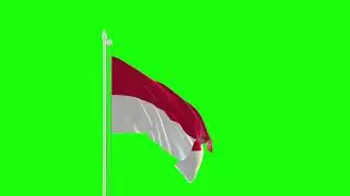 Indonesia green screen flag video