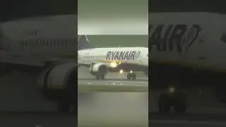 Ryanair Landing on wet Runway UP CLOSE #shorts