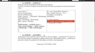 php vidéo 50 : La POO en php /  méthodes magiques serialize unserialize