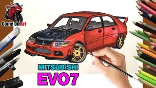 วาดรถ Mitsubishi Lancer Evo 7 (ลงสี)