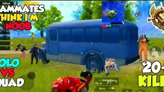 My Teammates Think I'm Noob And My Teammates Died in PUBG Mobile• (20+ KILLS) • (Pubgm hindi)