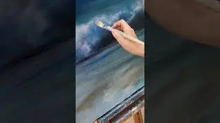 wave painting in progress #artshorts #seaart #oceanwaves #oilpainting #seascape #painter #myart