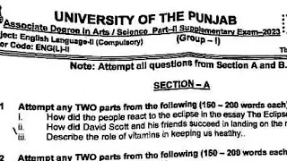 Ba Part 2 English supply paper 2023||BA English supply Paper 2023|4th year English Group1 paper 2023