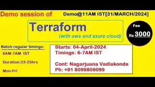 Terraform(A-Z) || Demo 31-march-2024 || by Nagarjuna Vadlakonda || +9 8099809099