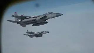 USAF KC-135 Stratotanker refueling F-15C Eagles over Alaska