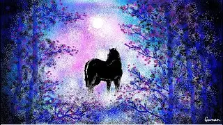 How to draw in computer in mspaint. Easy & simple drawing.  Horse in The Fogg.  