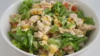 Диетический салат с курицей и кукурузой